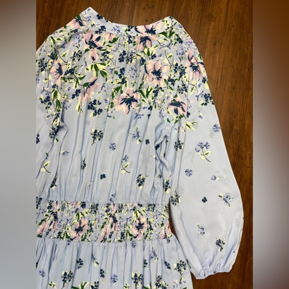 Cartolina Emelia Mini Dress Size XL Light Blue Floral Ruffle Smocked Waist NWT - Picture 9 of 16